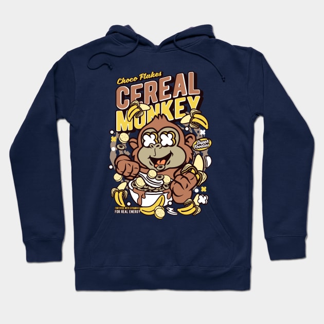 Retro Cereal Box Cereal Monkey // Junk Food Nostalgia // Cereal Lover Hoodie by Now Boarding